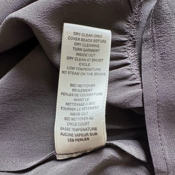 Rebecca Taylor Gray Silk Beaded Blouse Size 8 - Picture 8 of 9